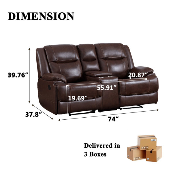 Latitude Run® Periheli Luxury 74'' Wide Genuine Leather Reclining